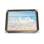 7 Running Vastu Shastr White Horse Photo Frame - 31 × 23 Inches | For Home Decor And Gifts