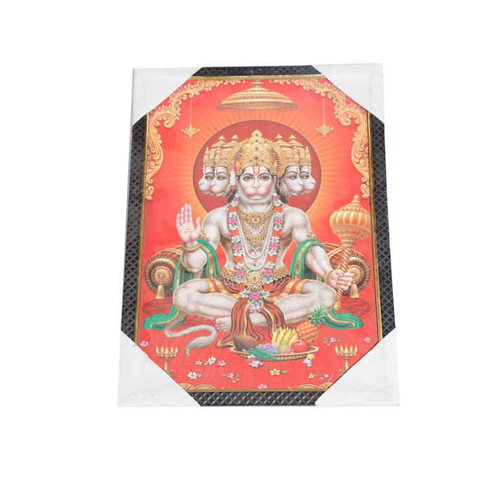Lord Punch Mukhi Hanuman Photo Frame - 19 × 13 Inches | For Pooja Temple | Home Decor And Gifts