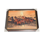 7 Running Vastu Shastr Brown Horse Photo Frame - 32 × 24 Inches | For Home Decor And Gifts