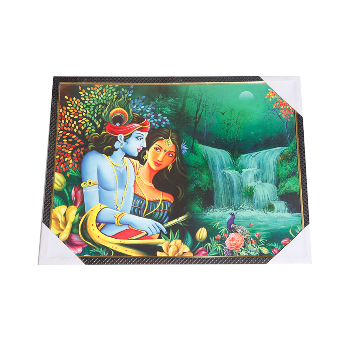 Lord Krishan And Goddess Radha Photo Frame - 19 × 25 Inches | For Pooja Temple | Home Decor And Gifts