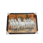 7 Running Vastu Shastr White Horse Photo Frame - 22 × 30 Inches | For Home Decor And Gifts