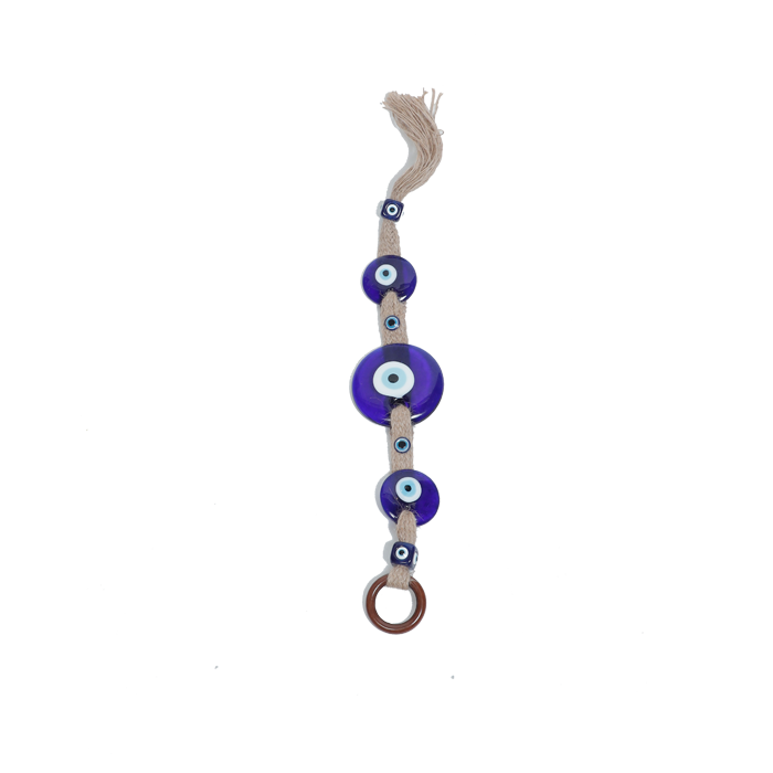 Glass Blue Evil Eye Hanger - 21 × 3 Inches