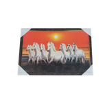 7 Running Vastu Shastr White Horse Photo Frame - 19 × 13 Inches | For Home Decor And Gifts