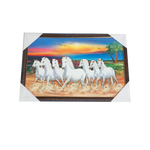 7 Running Vastu Shastr White Horse Photo Frame - 13 × 19 Inches | For Home Decor And Gifts