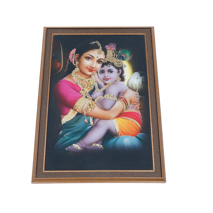 Yashoda Maa With Bal Krishna Photo Frame - 14 × 20 Inches | For Pooja Temple | Home Decor And Gifts