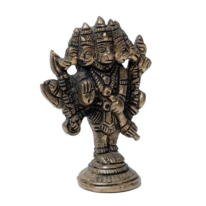 Brass Murti Panchmukhi Hanuman Ji - 3 × 2.5 Inches | For Pooja Temple | Home Decor And Gifts