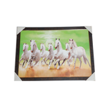 7 Running Vastu Shastr White Horse Photo Frame - 22 × 30 Inches | For Home Decor And Gifts