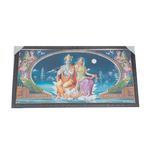 Lord Krishna And Goddess Radha Is Sitting On The Lotus Flower Photo Frame - 20 × 40 Inches | For Pooja Temple | Home Decor And Gifts