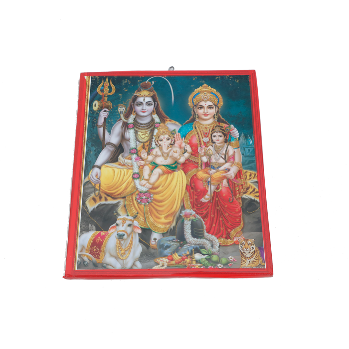 Lord Shiva Family Photo Frame - 12 × 8 Inches | For Pooja Temple | Home Decor And GIfts