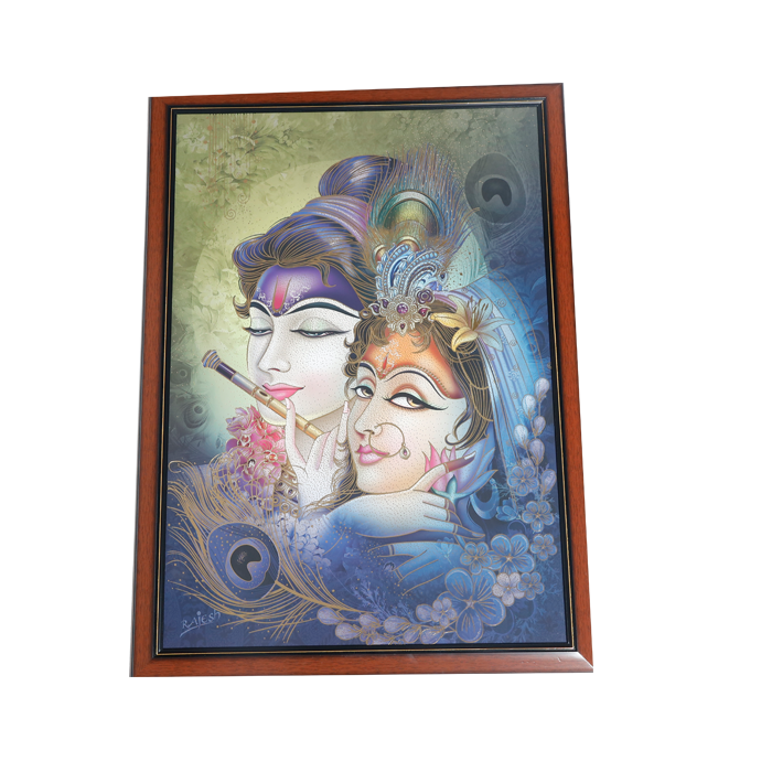 Lord Krishan And Goddess Radha Photo Frame - 22 × 30 Inches | For Pooja Temple | Home Decor And Gifts
