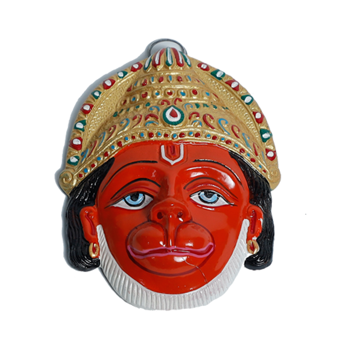 Hanuman Face Mask Metal | Wall Hanging - 6 × 5 Inches | For Pooja Temple And Home Decor