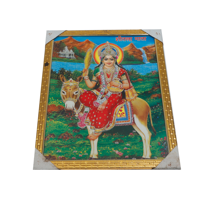 Goddess Sheetala Mata Photo Frame - 17 x 13 Inches | For Pooja Temple | Home Decor And Gifts