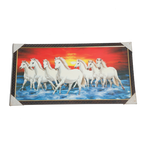 7 Running Vastu Shastr White Horse Photo Frame - 26 × 14 Inches | For Home Decor And Gifts
