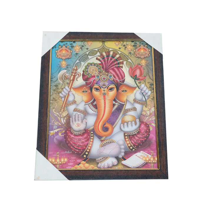 Lord Ganesha Photo Frame - 13 × 10 Inches | For Pooja Temple | Home Decor And Gifts