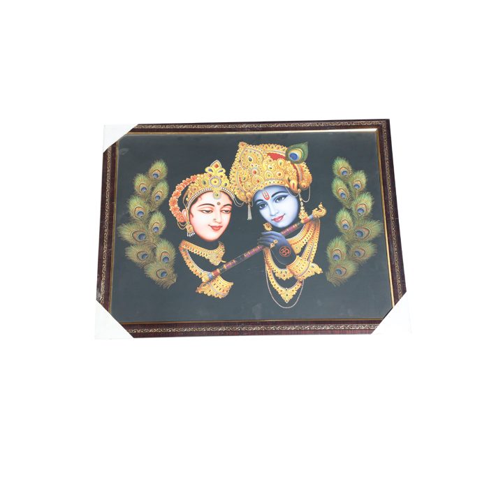 Goddess Radha And Lord Krishan Photo Frame - 25 × 20 Inches | For Pooja Temple | Home Decor And Gifts