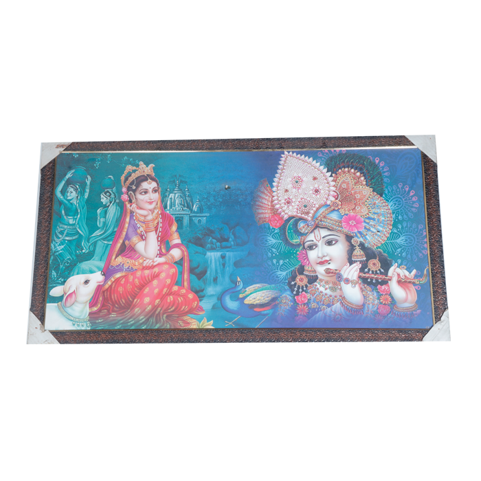 Lord Krishna And Goddess Radha Photo Frame - 20 × 40 Inches | For Pooja Temple | Home Decor And Gifts