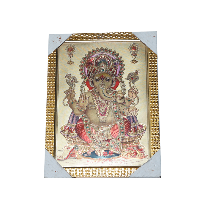 Lord Ganesha Photo Frame - 12 × 10 Inches | For Pooja Temple | Home Decor And Gifts