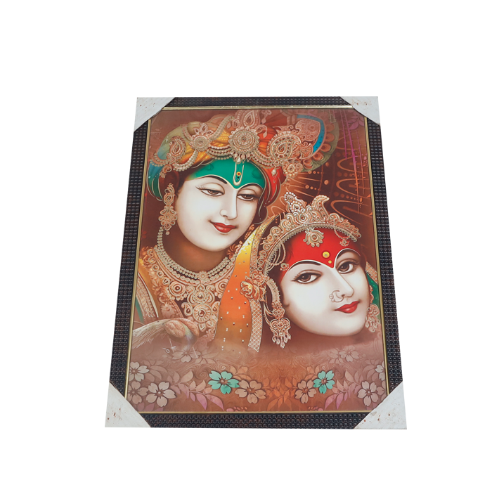 Lord Krishan And Goddess Radha Photo Frame - 20 × 13 Inches | For Pooja Temple | Home Decor And Gifts