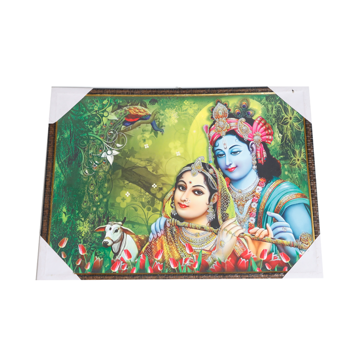 Lord Krishan And Goddess Radha Photo Frame - 20 × 26 Inches | For Pooja Temple | Home Decor And Gifts