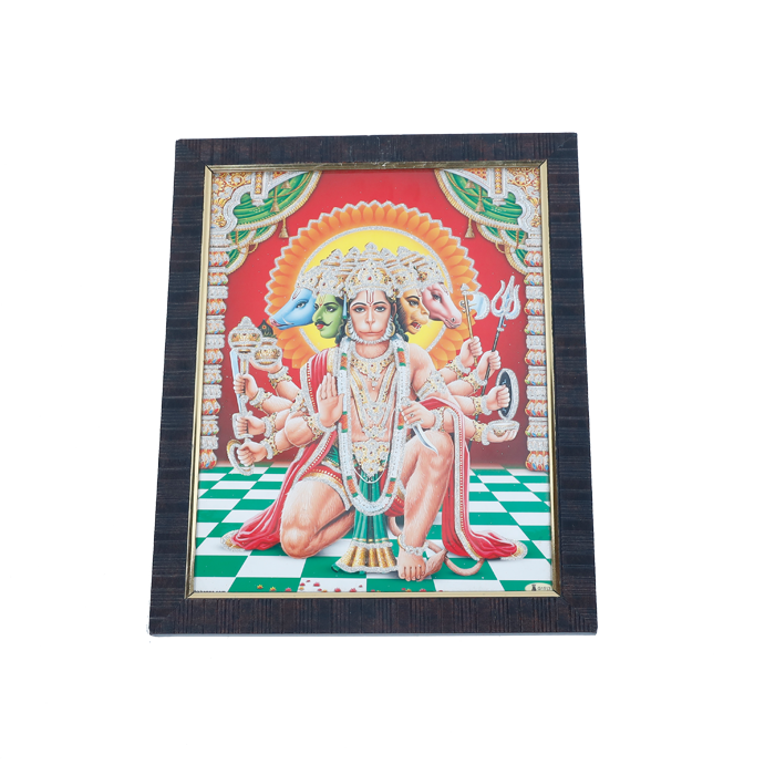 Lord Punch Mukhi Hanuman Photo Frame - 13 × 10 Inches | For Pooja Temple | Home Decor And Gifts