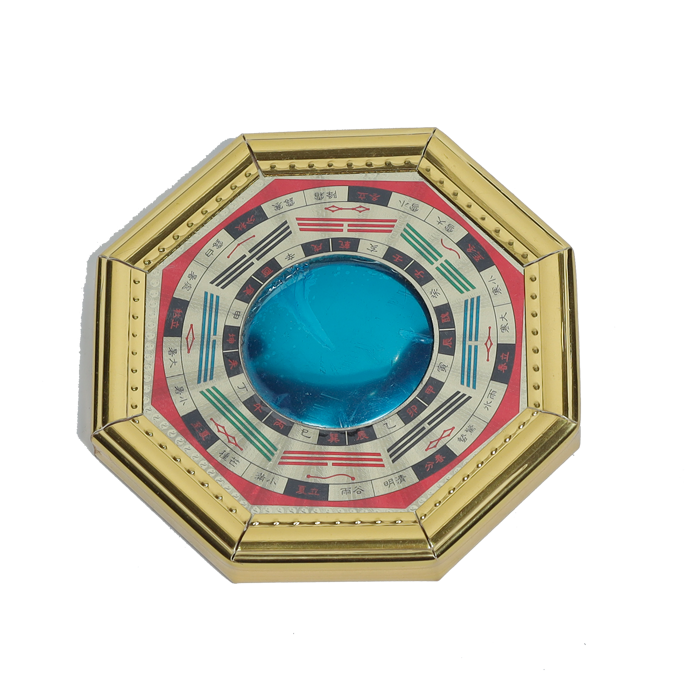 Glossy Brass Golden Vastu Bagua Mirrors - 5 × 5 Inches