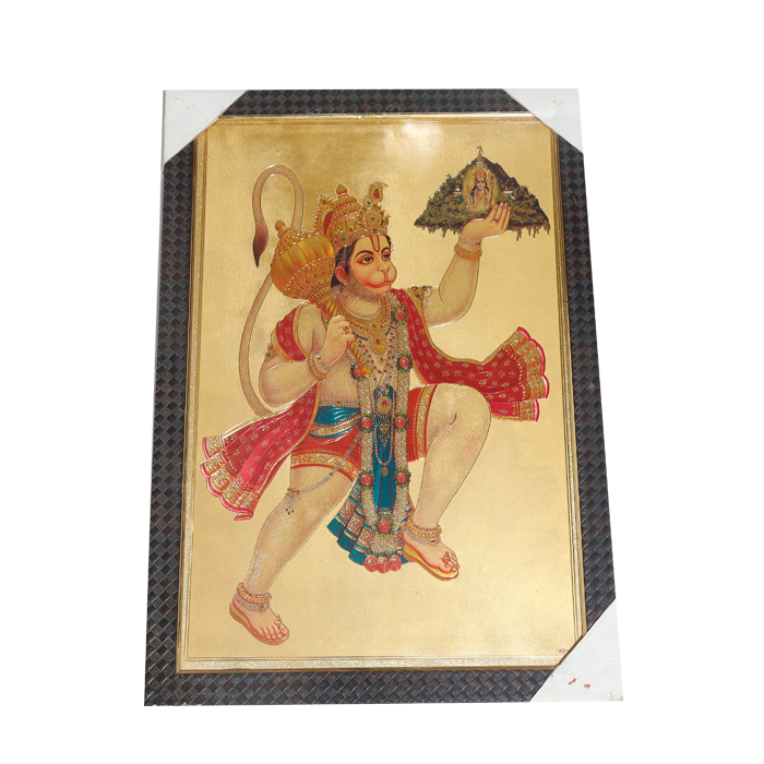 Hanuman Ji Holding A Mountain On His Hand Photo Frame - 25 × 17 Inches | For Pooja Temple | Home Decor And Gifts