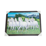7 Running Vastu Shastr White Horse Photo Frame - 22 × 30 Inches | For Home Decor And Gifts