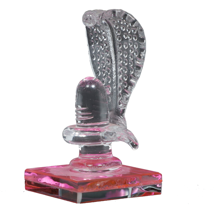 Handcrafted Glass Shiva Lingam Shiv Ling Idol Pink