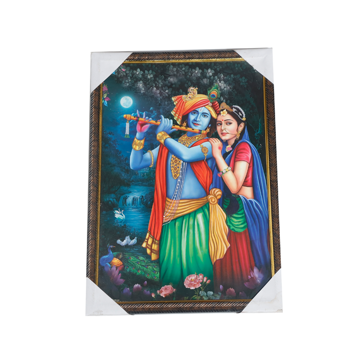 Lord Krishan And Goddess Radha Photo Frame - 13 × 19 Inches | For Pooja Temple | Home Decor And Gifts