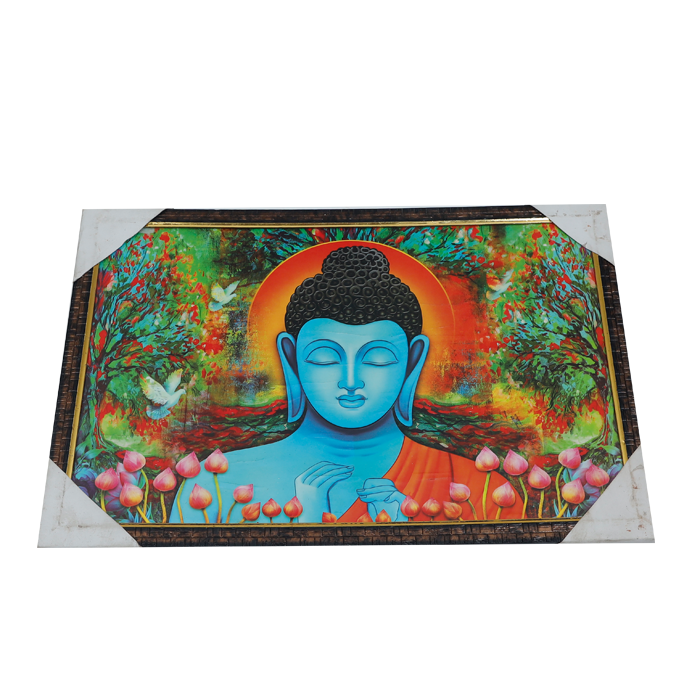 Lord Gautam Buddha Photo Frame - 20 × 13 Inches | For Pooja Temple | Home Decor And Gifts