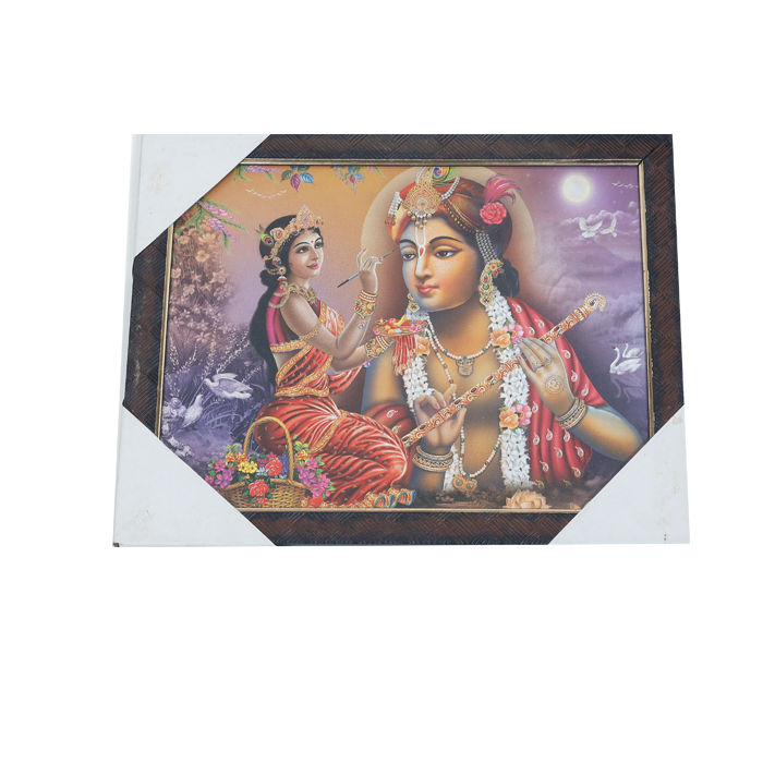 Lord Krishan And Goddess Radha Photo Frame - 13 × 10 Inches | For Pooja Temple | Home Decor And Gifts