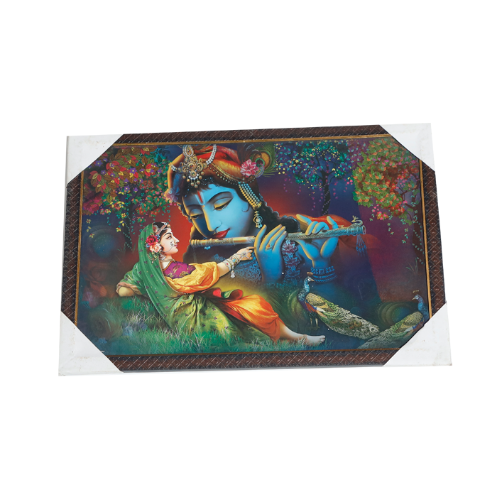 Goddess Radha And Lord Krishan Photo Frame - 13 × 19 Inches | For Pooja Temple | Home Decor And Gifts