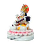 Saraswati Ji Is Sitting On Lotus Flower Marble Dust Murti Idol - 4 × 3Inches | For Pooja Temple And Home Decor -