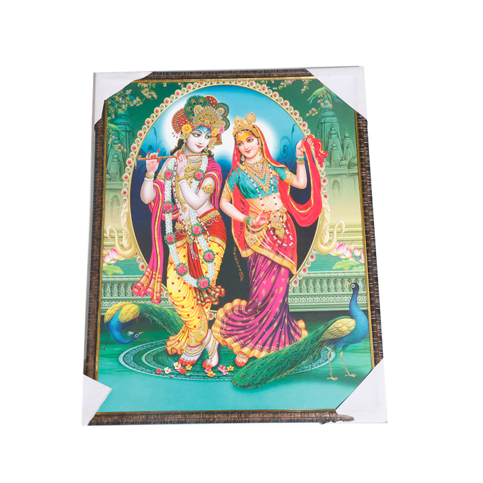 Goddess Radha And Lord Krishan Photo Frame - 20 × 26 Inches | For Pooja Temple | Home Decor And Gifts