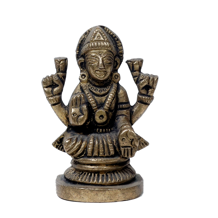 Brass Murti Goddess Lakshmi Ji Is Sitting On The Stool - 2.5 × 2 Inches | For Pooja Temple | Home Decor And Gifts