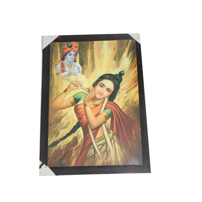 Lord Krishan And Goddess Radha Photo Frame - 22 × 30 Inches | For Pooja Temple | Home Decor And Gifts