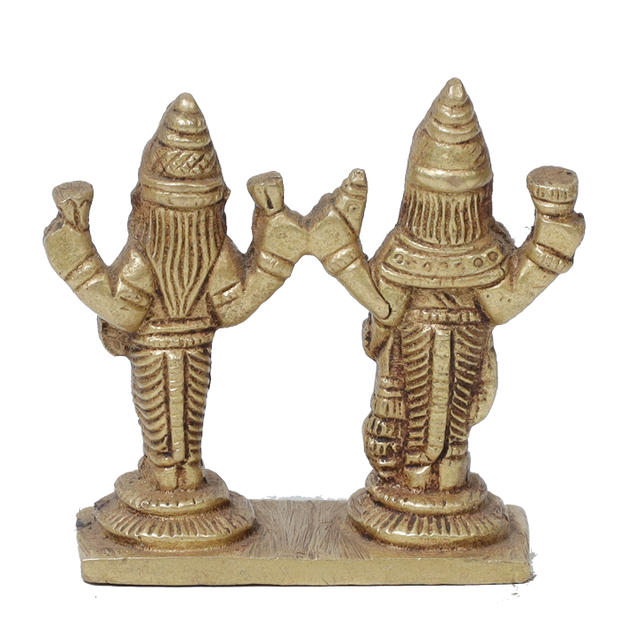 Brass Murti 1 No. Lord Vishnu Bhagavaan and Goddess Lakshmi Ji - 2.4 × 2.5 Inches | For Pooja Temple | Home Decor And Gifts