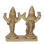 Brass Murti 1 No. Lord Vishnu Bhagavaan and Goddess Lakshmi Ji - 2.4 × 2.5 Inches | For Pooja Temple | Home Decor And Gifts