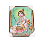 Lord Bal Gopal Krishna Photo Frame - 25 × 19 Inches | For Pooja Temple | Home Decor And Gifts
