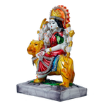 Goddess Durga Devi Sitting on a Lion | Marble Dust Murti Idol - 7 × 5 Inches | For Pooja Temple And Home Decor