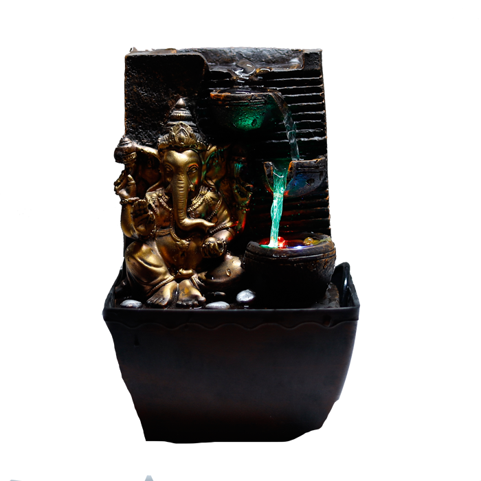 Lord Ganesha Smoke Water Fountain With Lightning Effect - 8 × 3Inches | For Pooja Temple And Home Decor