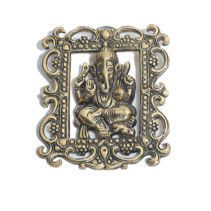 AGRODAK GANESHA DARWAR IDOL Door Hanging Gold - 4 × 4 Inches