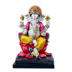 Lord Ganesha Is Sitting On The Throne Marble Dust Murti Idol - 11 × 8 Inches | For Pooja Temple And Home Decor