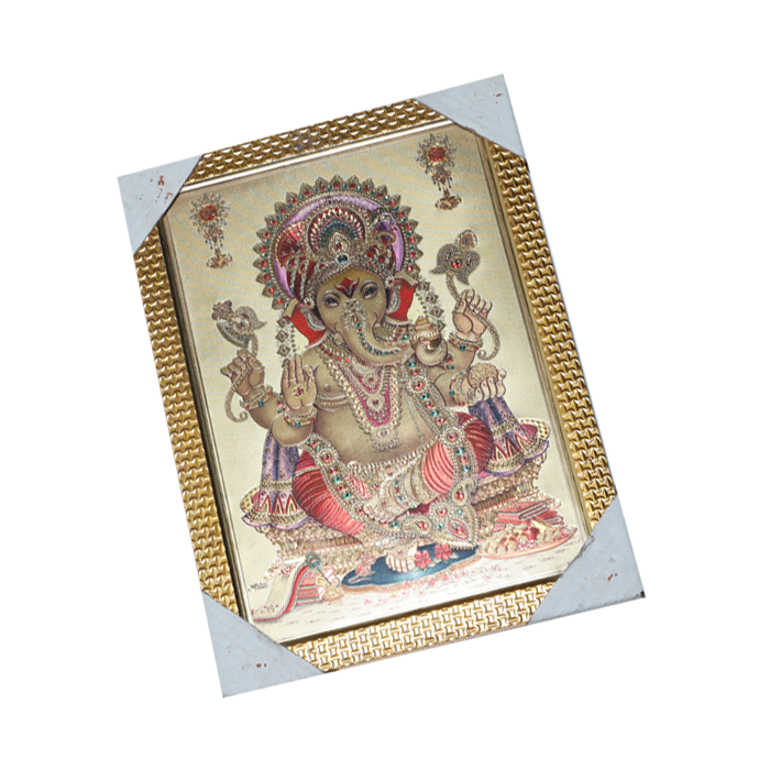 Lord Ganesha Photo Frame - 12 × 10 Inches | For Pooja Temple | Home Decor And Gifts