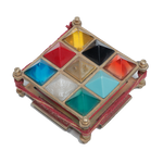 Navgraha Pyramid Yantra Chowki in Brass for Navgraha Shanti & Good Luck - 3 × 3 Inches