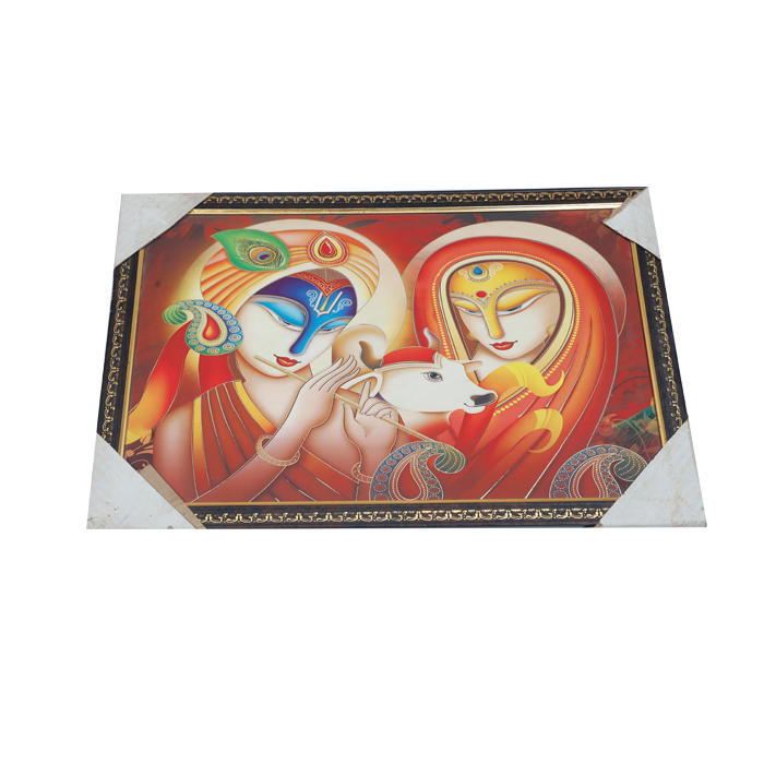 Goddess Radha And Lord Krishan Photo Frame - 20 × 13 Inches | For Pooja Temple | Home Decor And Gifts