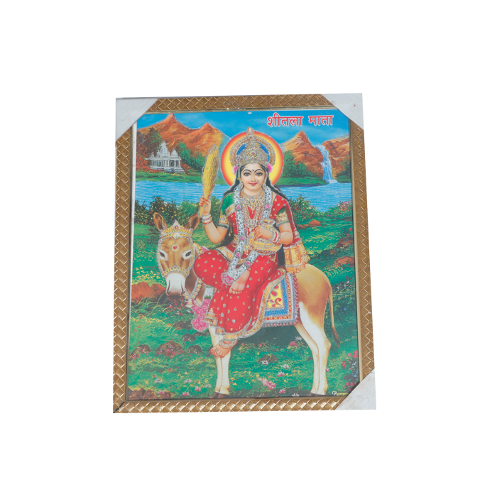 Goddess Sheetala Mata Is Sitting On Donkey Photo Frame - 17 × 13 Inches | For Pooja Temple | Home Decor And Gifts