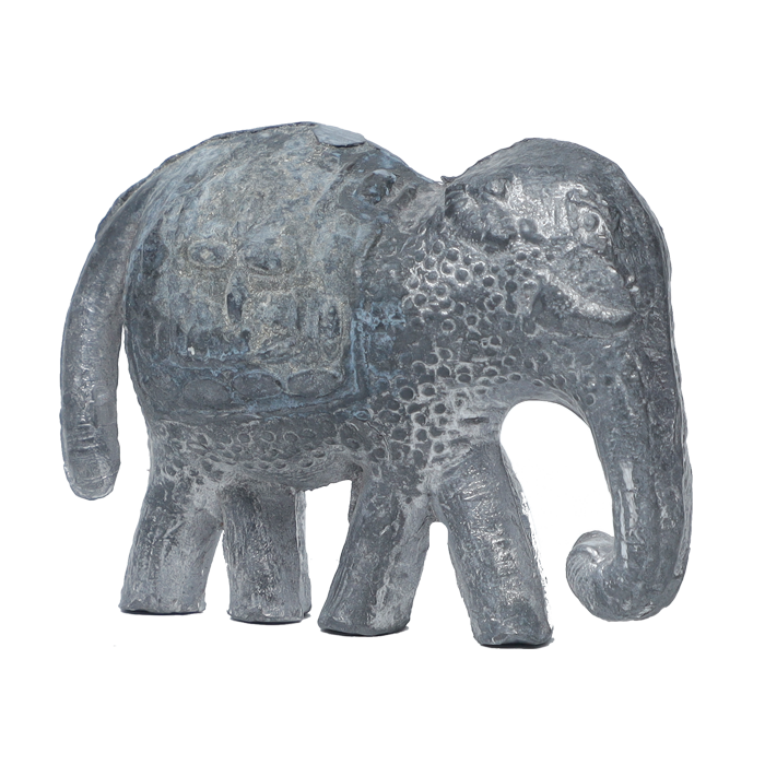 Brass Dhokra Elephant Statue With Carved Jali Design - 2.5 × 3Inches