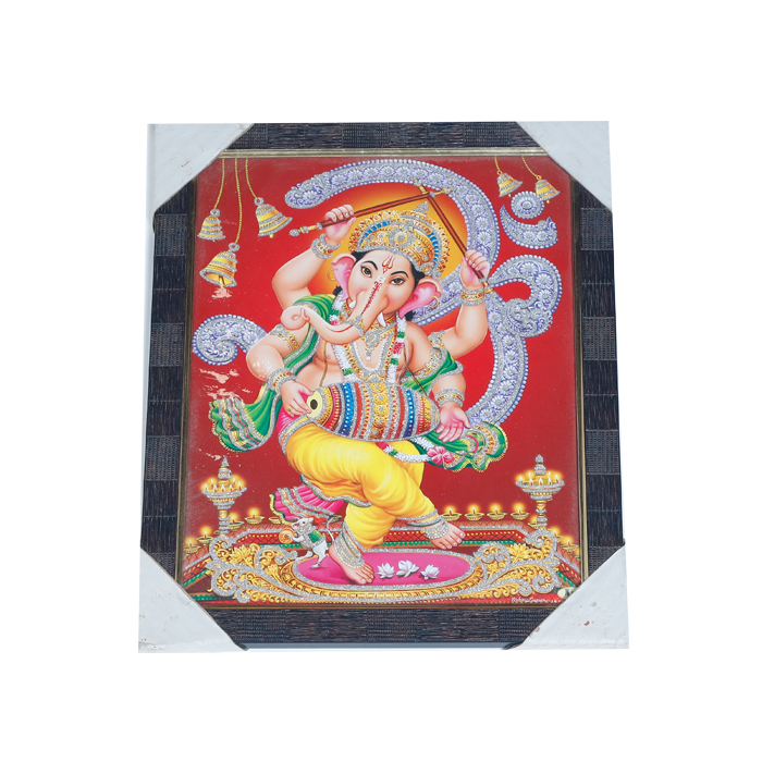 Lord Ganesha Photo Frame - 11 × 10 Inches | For Pooja Temple | Home Decor And Gifts