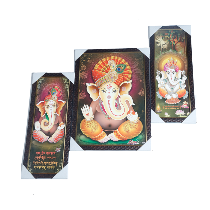 Lord Ganesha Photo Frame - 19 × 15 Inches | For Pooja Temple | Home Decor And Gifts